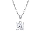 1.25 Carat (ctw) Lab-Created Moissanite Princess-Cut Solitaire Pendant Necklace in Sterling Silver with Chain (8mm)